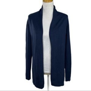 PRISTINE J. McLaughlin Navy Blue Cotton/Modal Shawl Open Front Cardigan, Size M